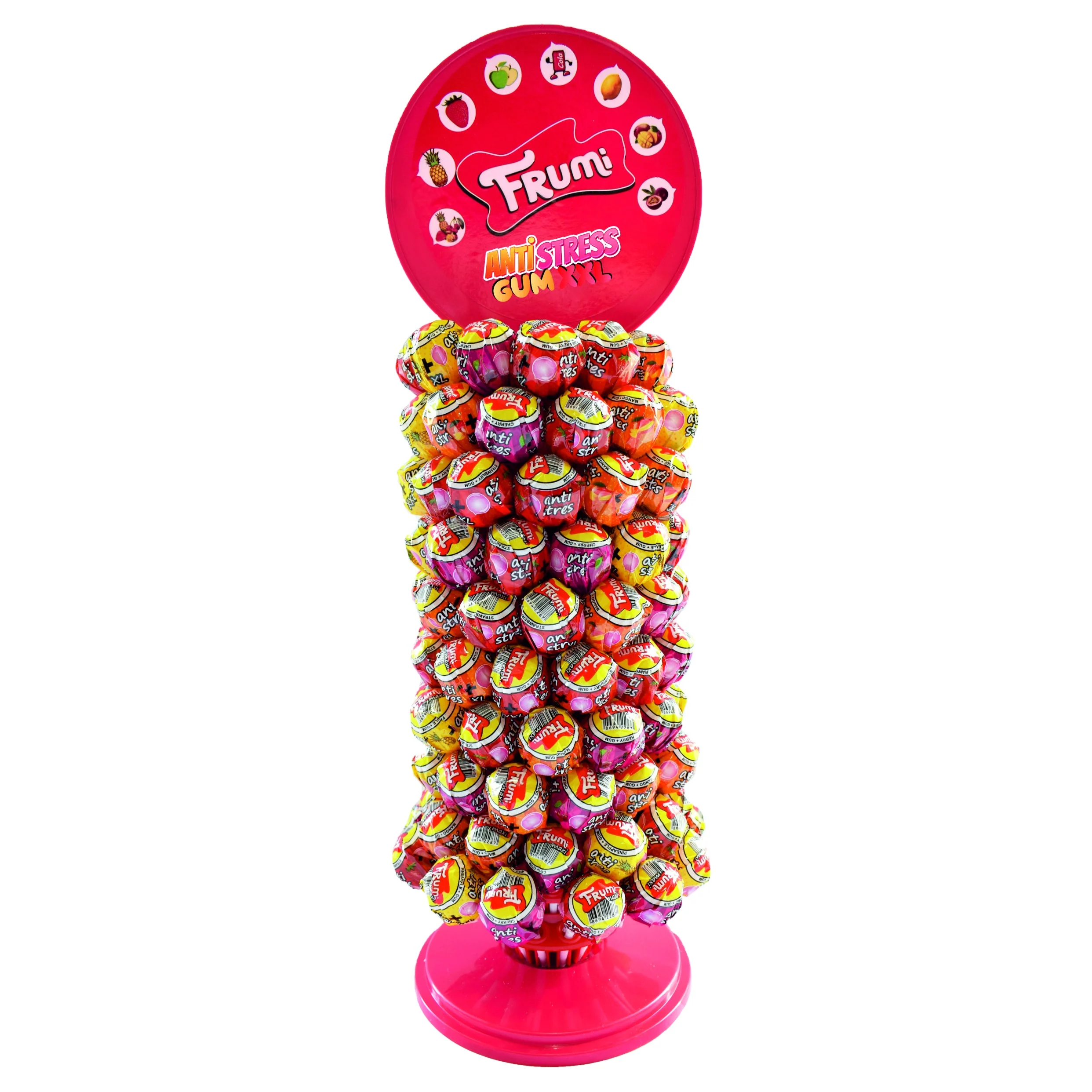 Натуральный ароматизированный цветной камедь для снятия стресса FRUMI XXL Lollipop - 16 г 120 шт.