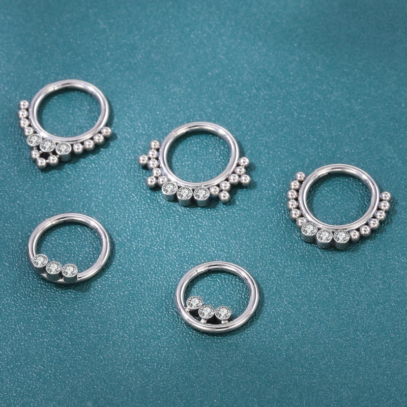 G23 Titanium bling cute cz rhinestone slave septum piercing nose ring for women