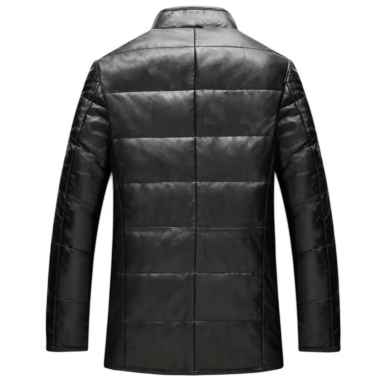 Genuine Leather Jacket Man Sheepskin Leather Down Coat Winter Mink Hair Collar