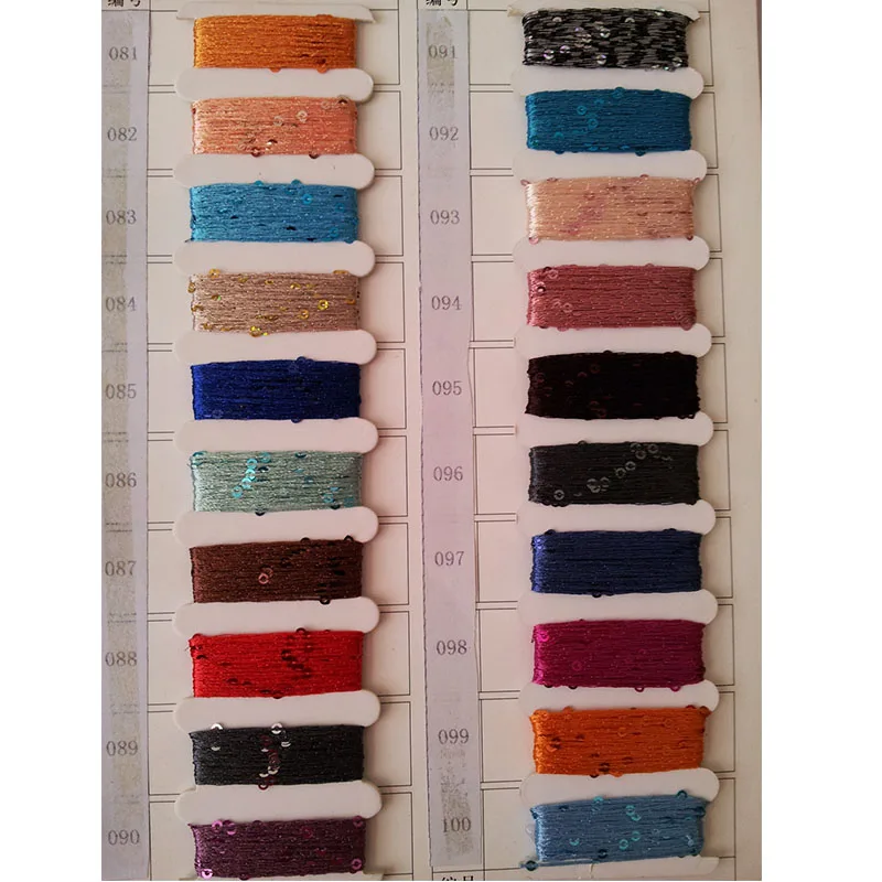 100% Polyester Paillette Bling knitting sequin beads yarn embroidery thread