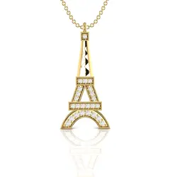 Eiffel Tower Shape Natural Diamond Pendant In 14kt White Yellow Rose Gold 2 Grams Jewelry