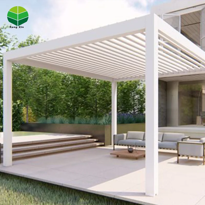 Terrace Patio Shade Aluminium Louvers Roof Motorized System Bridge Pergola