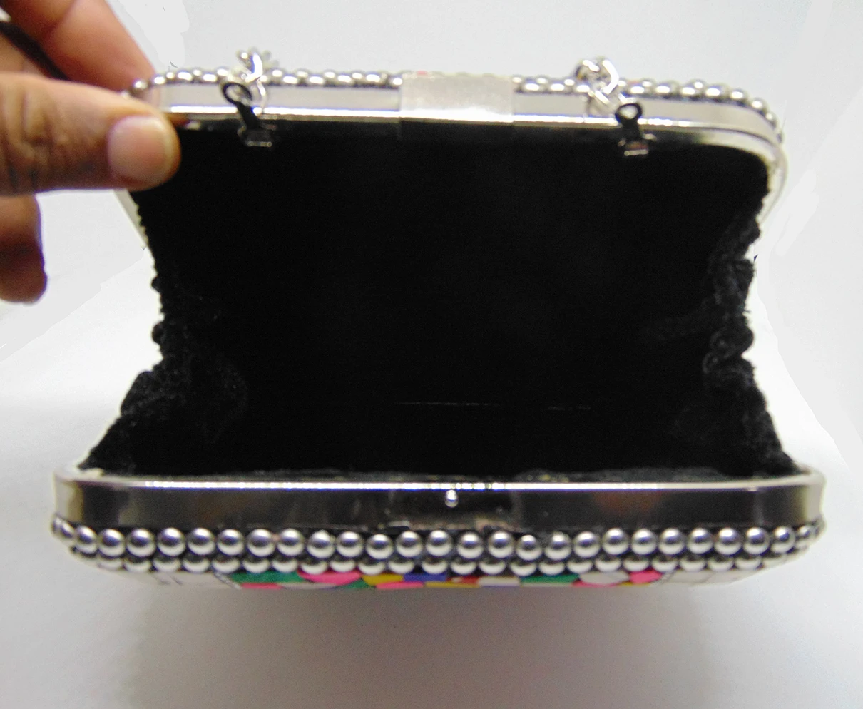 Mosaic Metal Stone Ethnic Bridal Party Women Indian Purse Antique Handmade Girl Gift Sling Clutch Bag