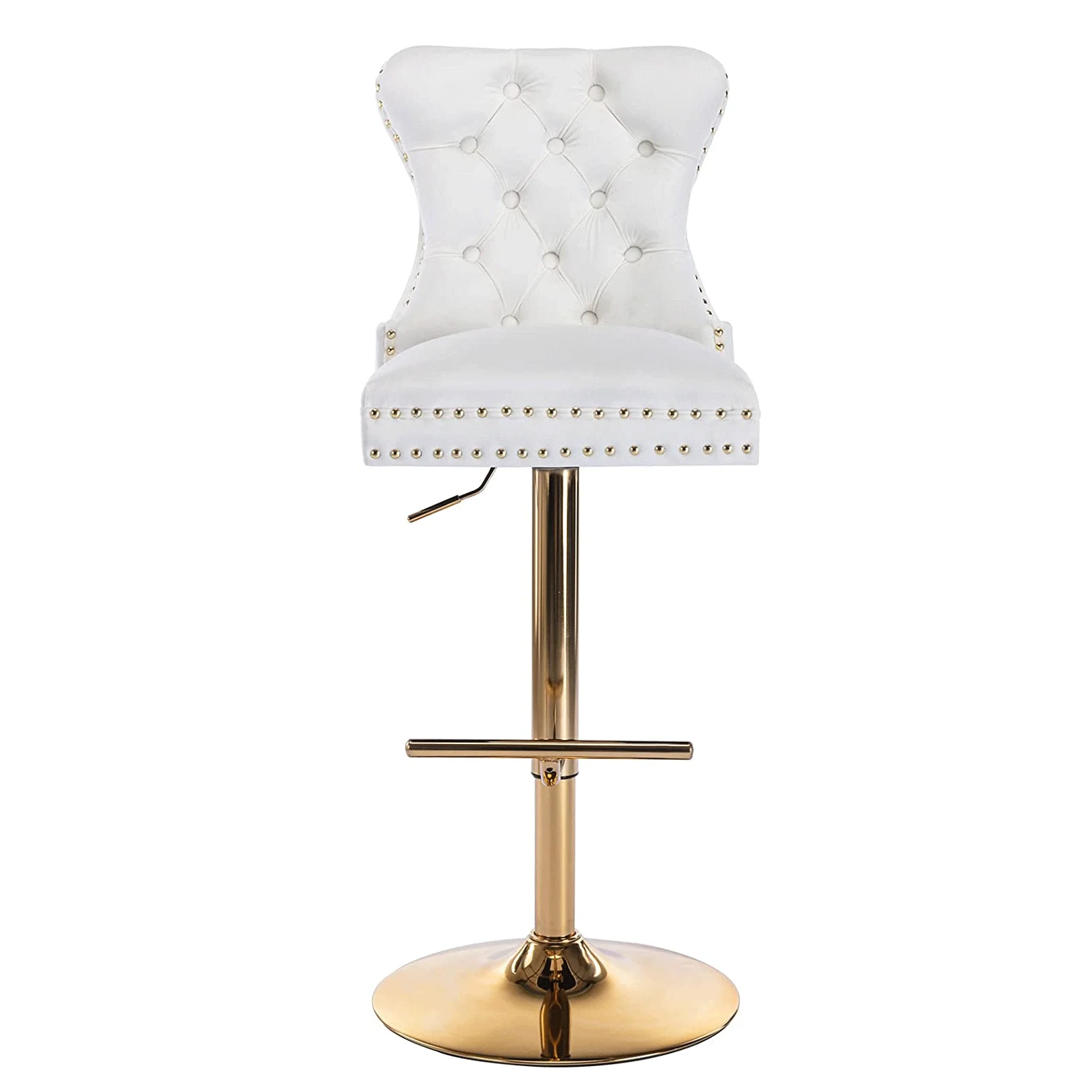 2022 Modern Design Velvet Fabric Metal Golden Base Cushion Counter Stool Bar Chair