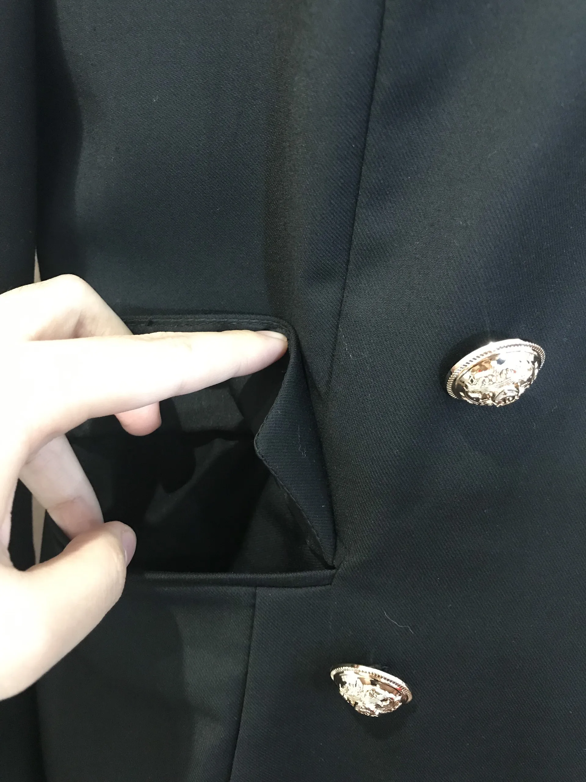 Office Garment Factory Turn down Color Double Breasted Metal Button Black Color Blazers Ladies Women