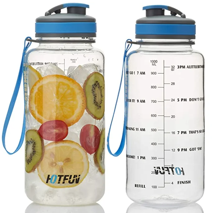 Нестандартная конструкция премиум качества 32 унций пластиковая Герметичная Бутылка Для Воды пластиковые бутылки с мотивационной маркером времени напоминание