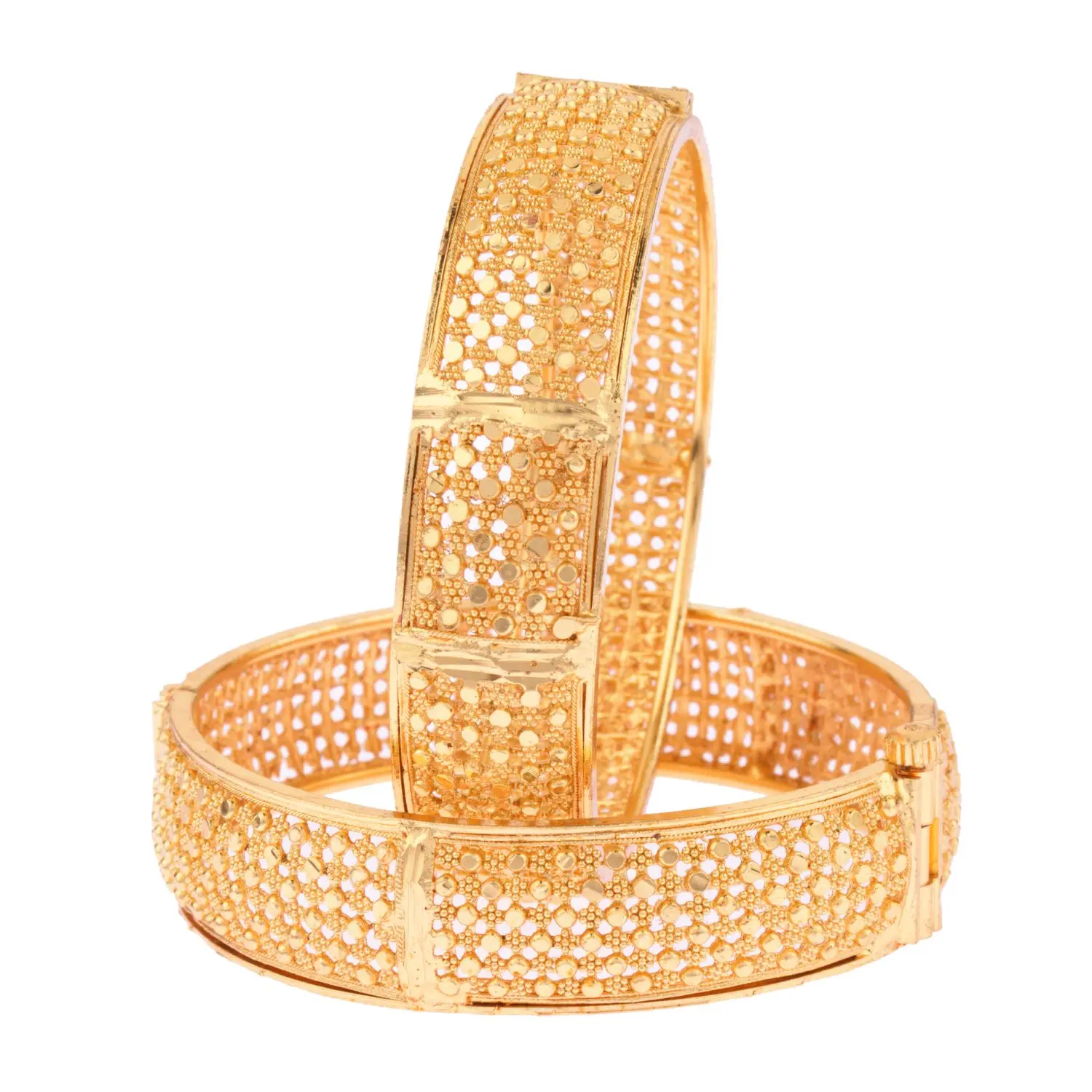 Indian traditional Gold plated floral Design kada Bangles set (2pc) for women
