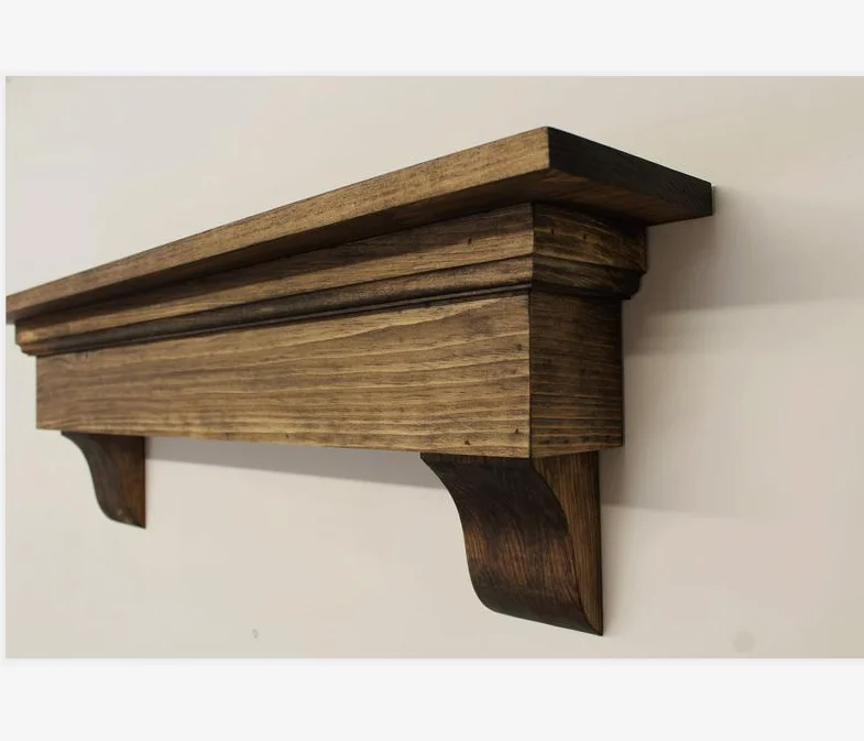 
Large Rustic Floating Shelf With Corbels Bracket Fireplace Mantel Shelf Housewarming Gift 