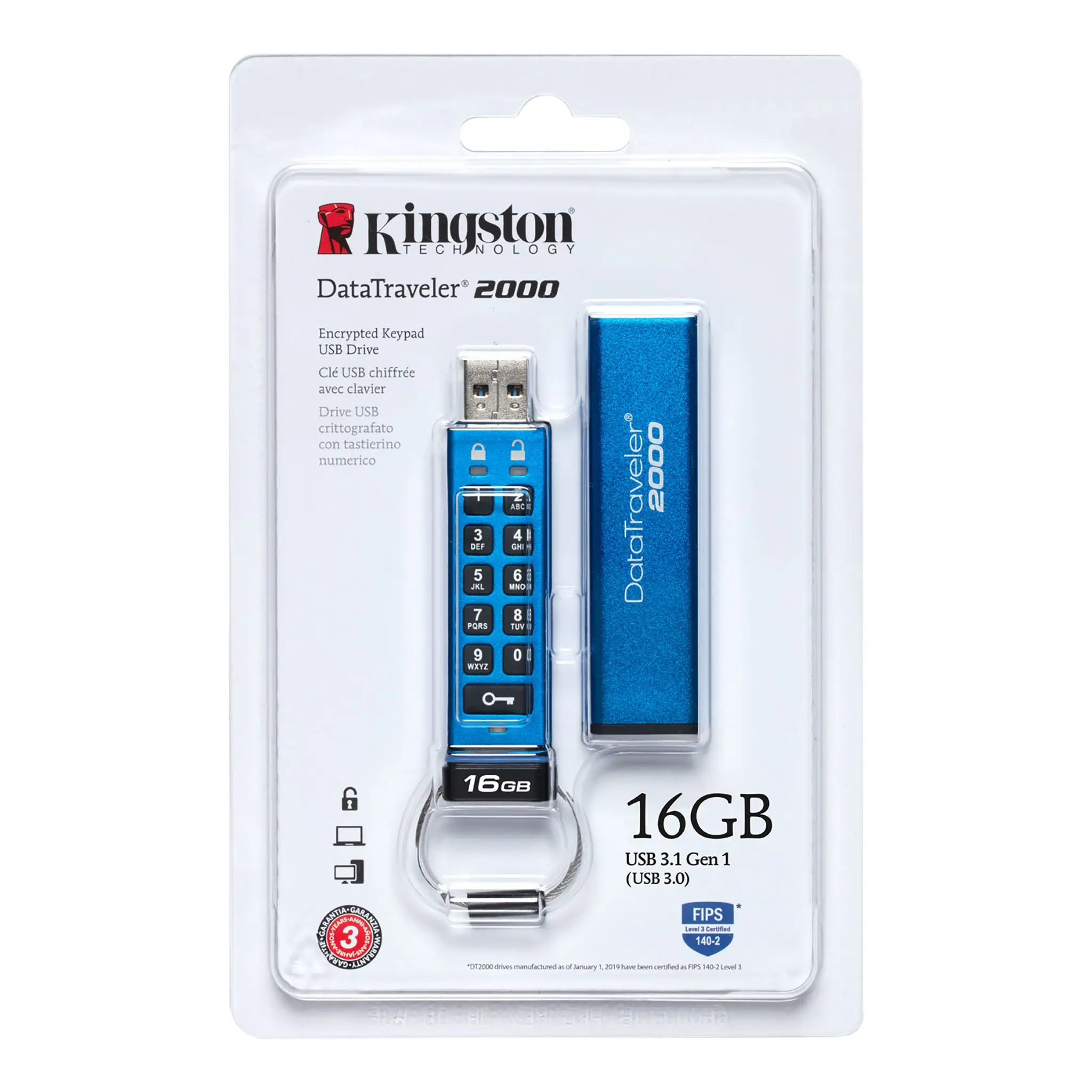 Kingston Secure Pendive PIN Lock Protection USB Flash Drive 16GB 32GB 64GB