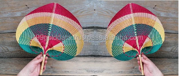 New design Hand woven Straw Cane Rattan Raffia Fan - Straw wedding Fan