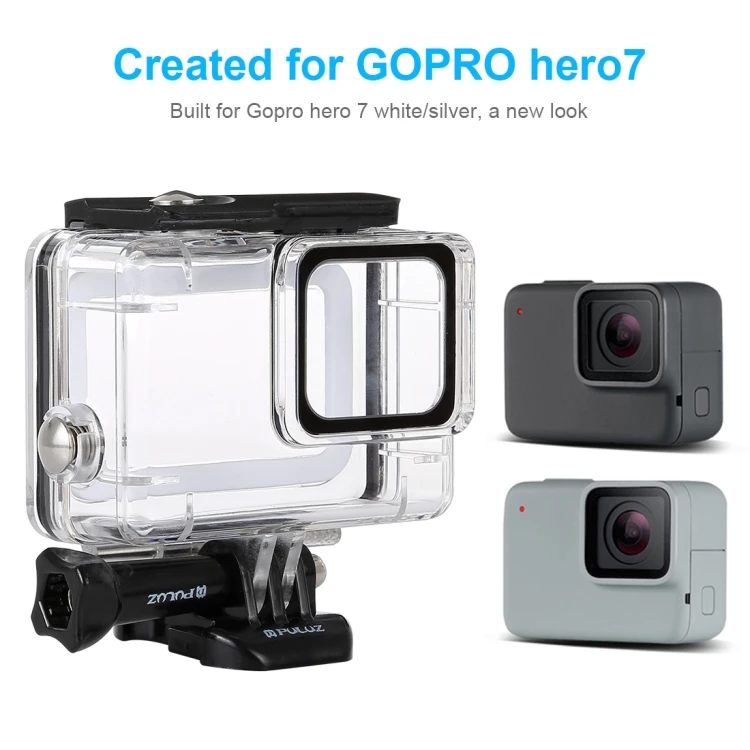 45m Underwater Waterproof Housing Diving Case for GoPro HERO7 Silver / HERO7 White, with Buckle Basic Mount Screw Transparent