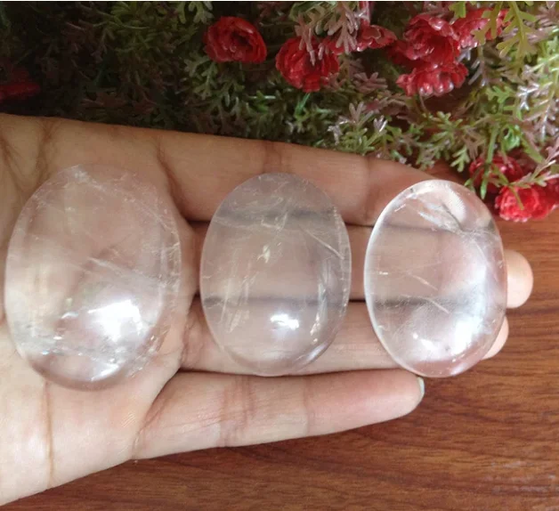 wholesale Clear Quartz Worry Stone for crystal healing Pocket Palm Stone Thumb Stone reiki crystal