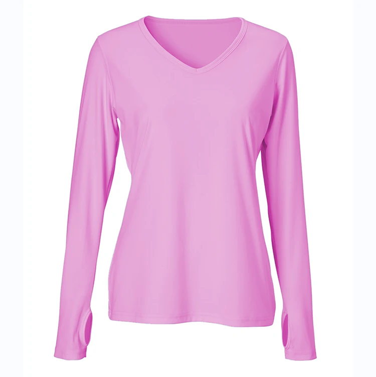 2020 Custom Womens Long Sleeve Graphic Tees Ladies Printed V Neck  Thumb Hole T Shirts