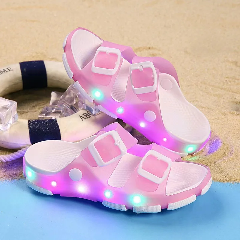 Летние сандалии из пвх на застежке со светодиодной подсветкой