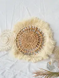 Bohemian Raffia Crafts Lion Head Home Kids Room Decor Woven Wall Decor for living room, bedroom, shop