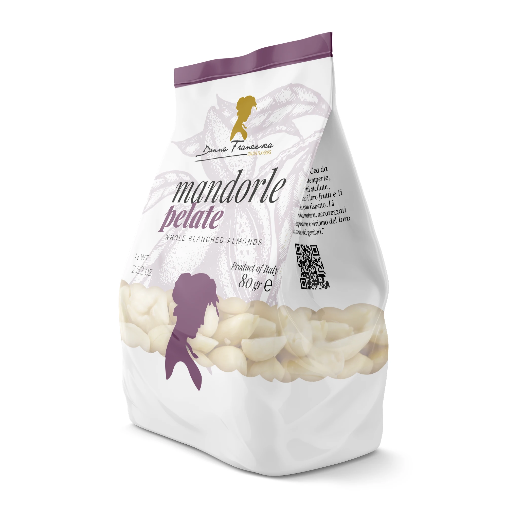Italian Whole hand blanched almond 80 g Premium Quality - Healthy Food - Short Supply Chain - Made in Italy