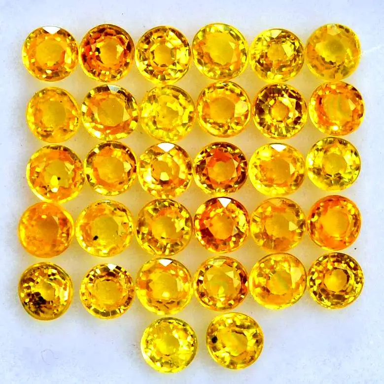 Natural Round Shape Faceted Yellow Sapphire Loose Gemstone Polished Cabochon Making Jewelry wholesale price
