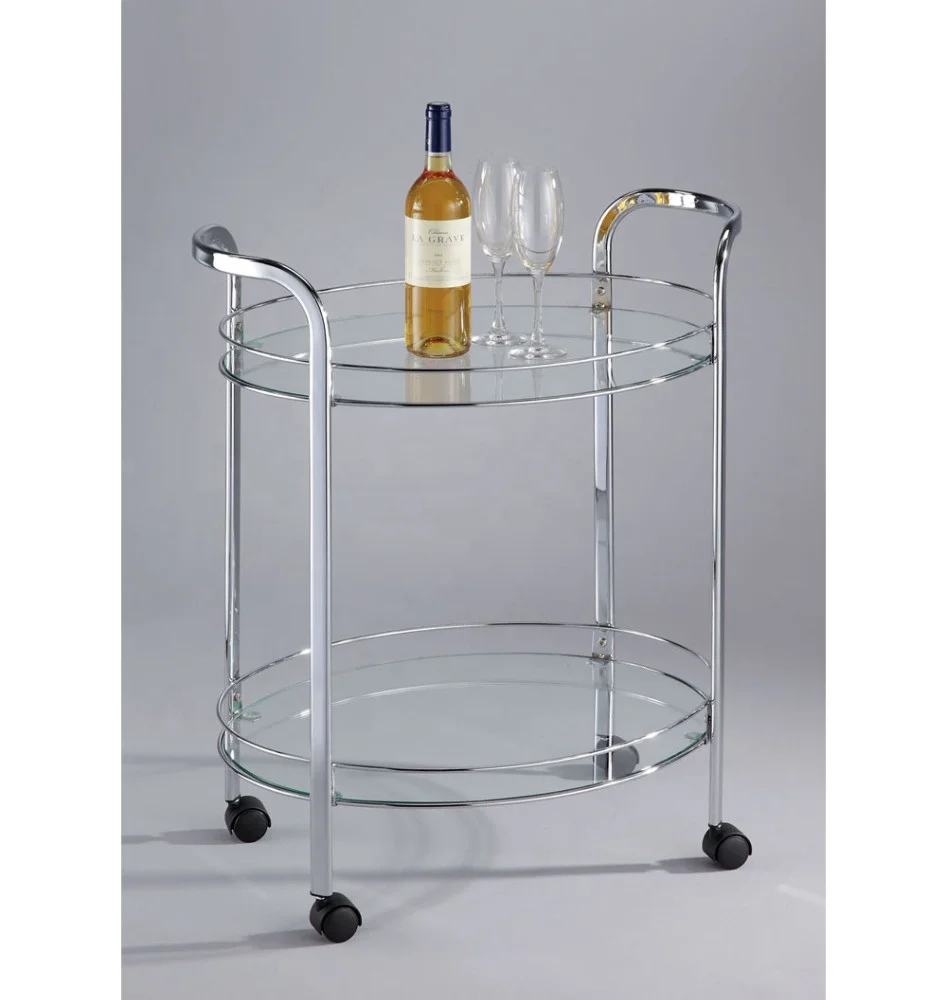 Glass Wine Dining Serving Cart