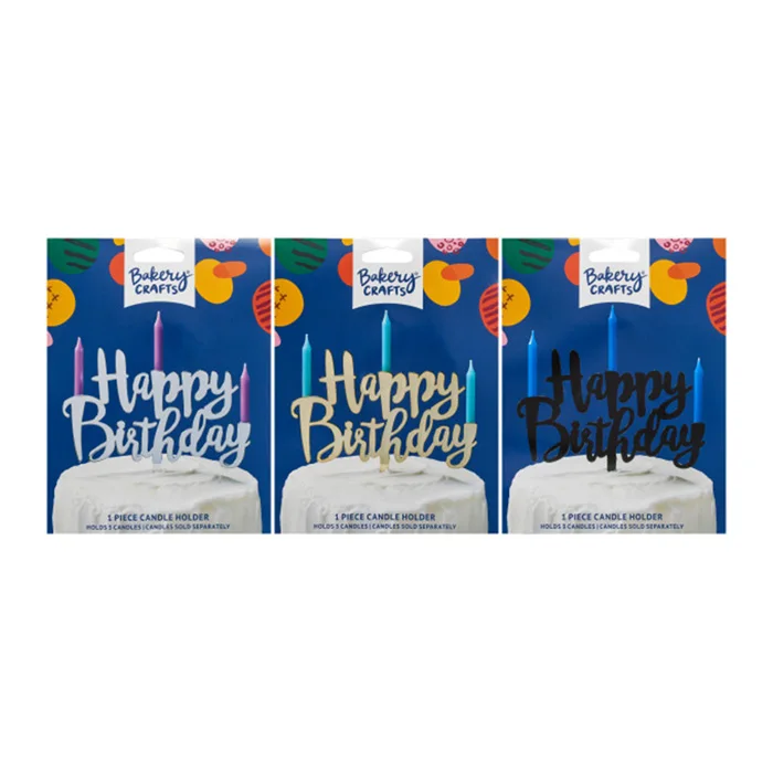 
Birthday Candle Happy Birthday Assortment Candle Holder 12/PKG Cake Decoration pic,plac,layon 