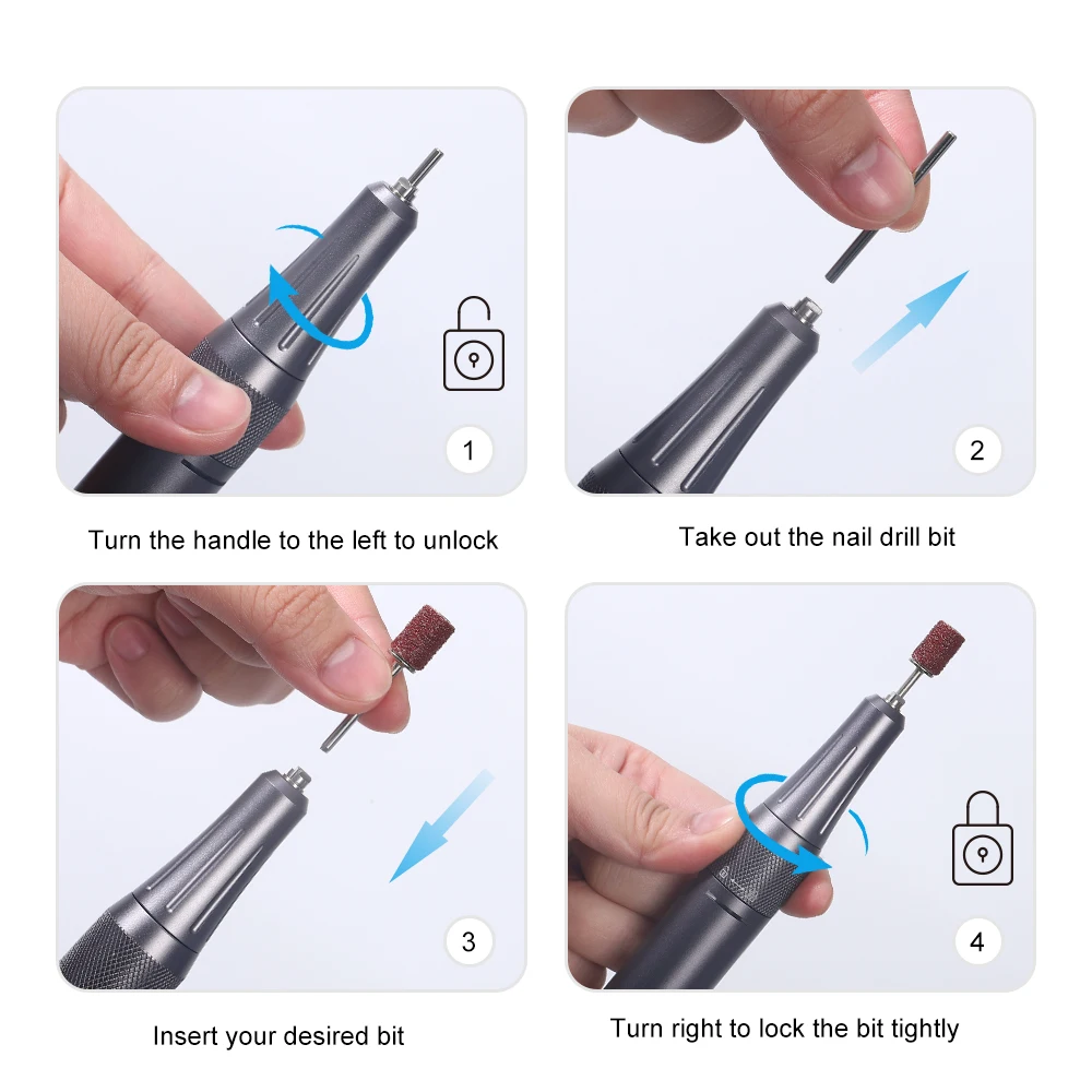 35000PRM Electric Manicure Drill Machine Portable Rechargeable Nail Art Salon Equipment for Gel Nail Polish Nail Drill Machine