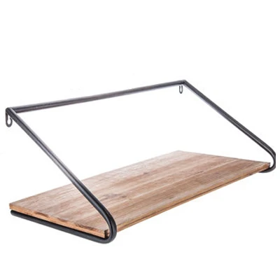 Wood Metal Frame Wall Shelf