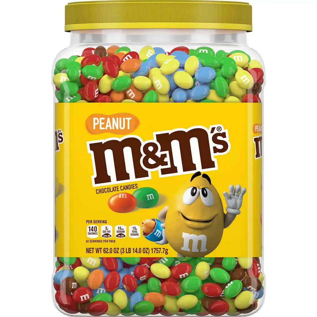 Peanut Chocolate Candy, Plastic Pantry Size Jar whole for M & M