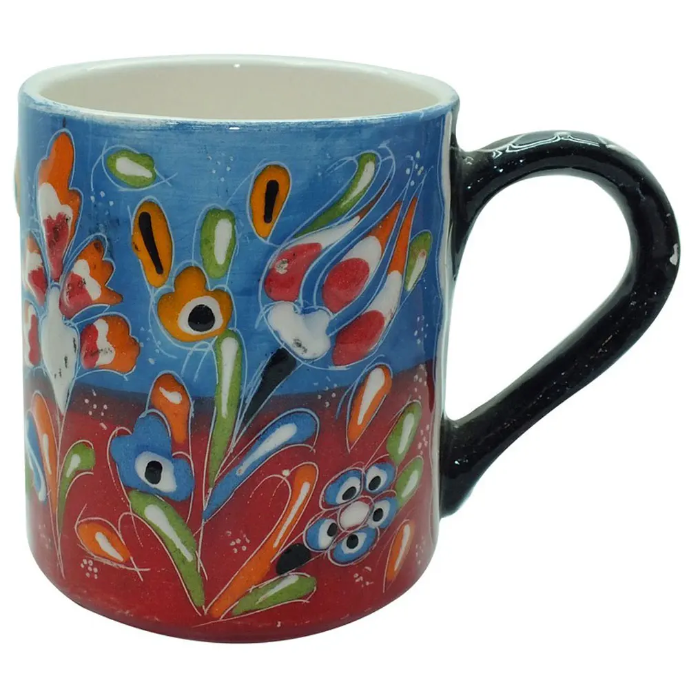 Souvenir Turkish Handmade Traditional Relief Mug - Othantic colors handpainted porcelain mug tile mug souvenir gift