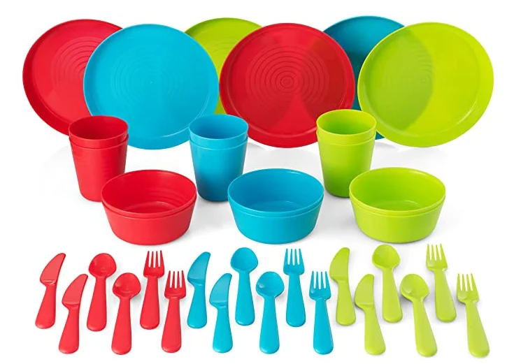 Пластикые посуды набор из 6 для детей пластиковые детские пласт миски столовые приборы красочные посуда