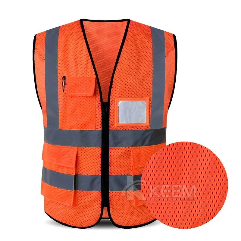 Mesh LOGO PRINT High Visibility Reflective Vest Outdoor Safety Security Labor Clothes Warning Traffic Construction Work Vests