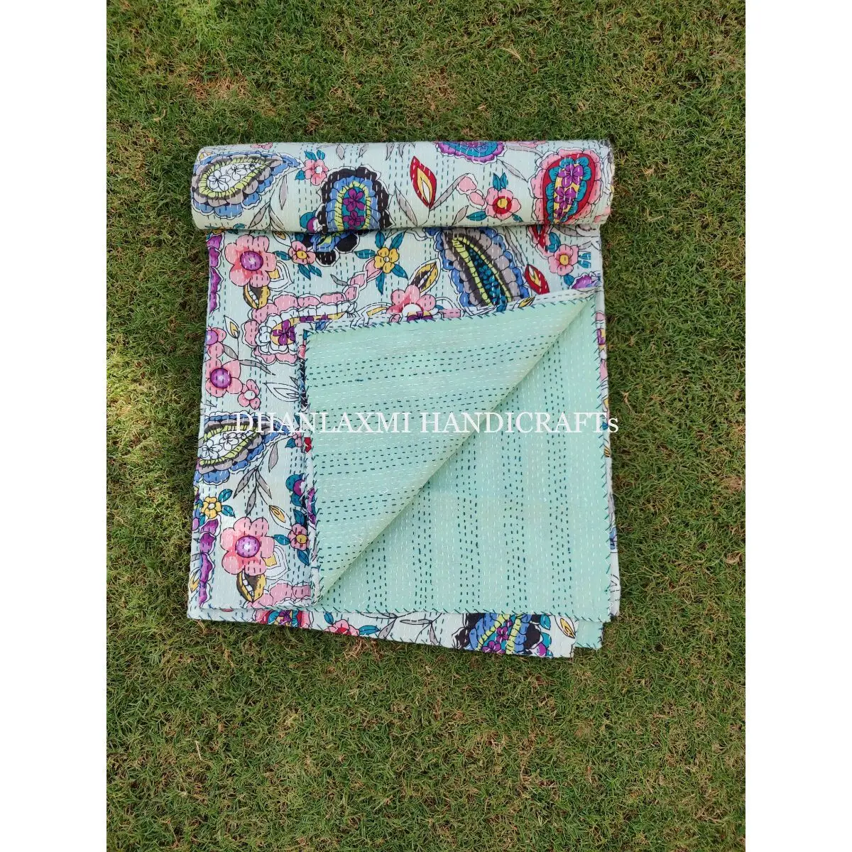 Индийское одеяло Kantha с цветочным принтом ручной работы красивое домашнее декоративное покрывало оптовая продажа из 100% хлопка