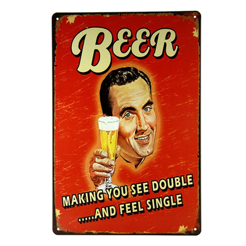 New Fashion Beer Bar Pub Art Wall Decor Plate Wine Bottle Signs Vintage Drink Beer Metallic Tin Signs