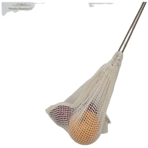 Reusable Natural Cotton Fabric Drawstring Mesh Bag for Product Carry