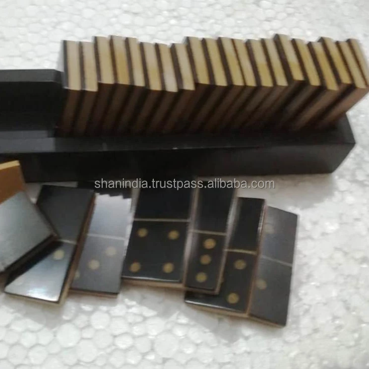 Super quality handmade Wood Resin 28 chips and Tray Double six Domino Games for Kids and Adults