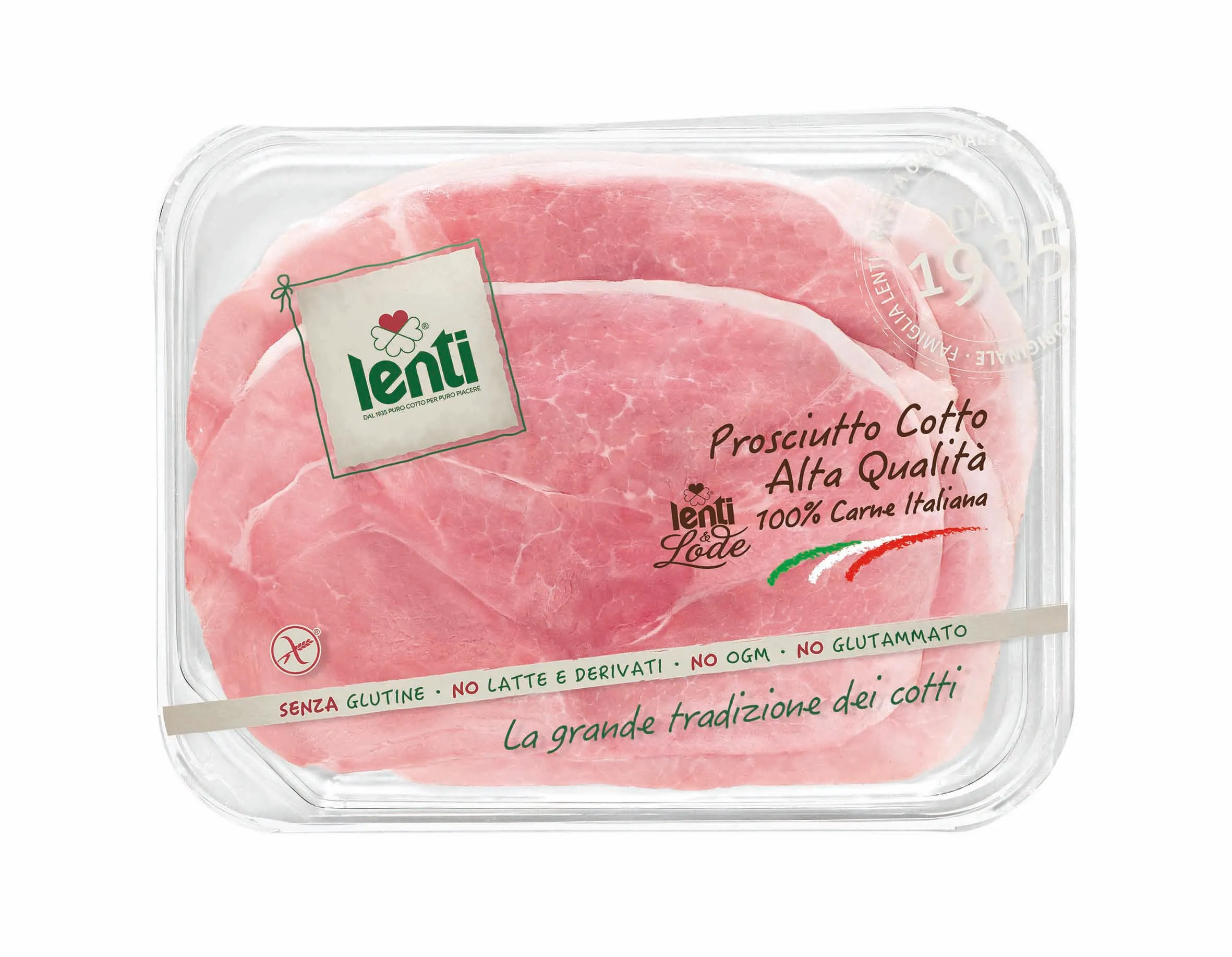 LENTI &Lode High Qualty Prosciutto Cotto Cooked Ham Presliced Trays 0,120 Kg 100% Italian Meat for wholesalers and retail
