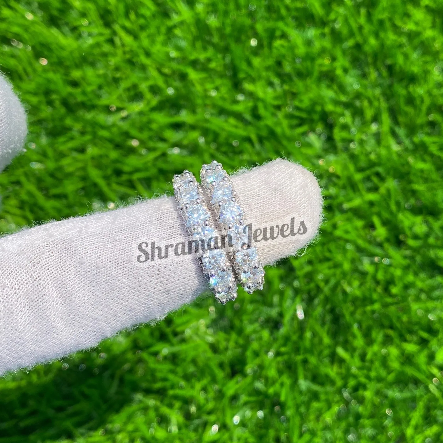14K Solid 18K White Gold Wedding Eternity Ring VVS Moissanite Diamond Iced out Couple Rings Engagement Wedding Ring for Her