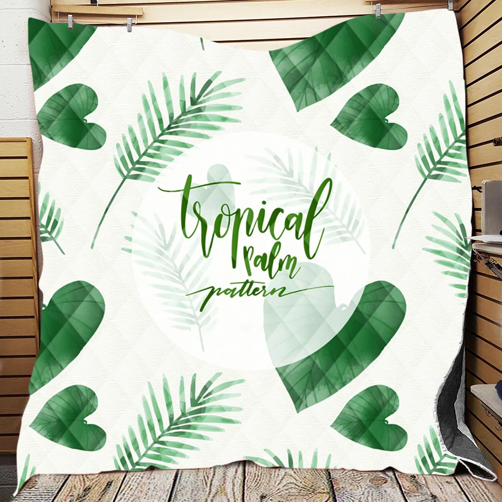 
Palm Leaves True Tropical Style Quilted Blanket Quilt Patchwork Throw Blankets Wholesale Dropship 