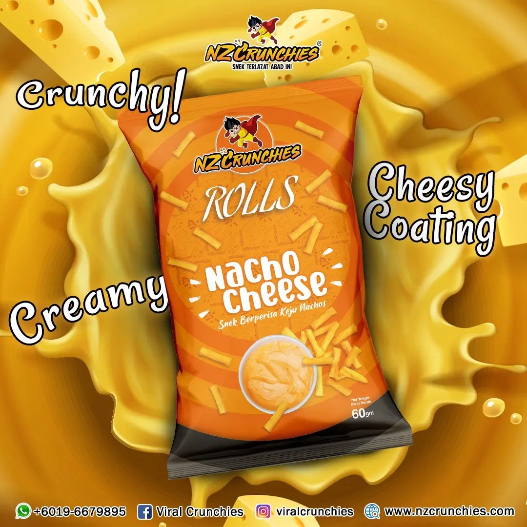 High Quality Best Selling Factory Price Halal Foods NZC Rolls Nacho Cheese Unique Crunchiness Always Delicious