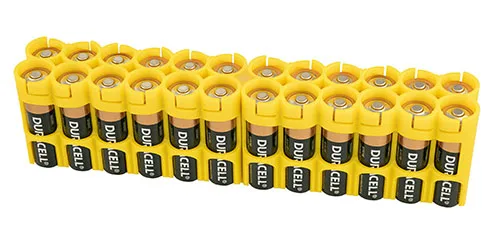 Тонкая линия AA 24 пакет Caddy-желтый, Storacell держатель батареи, компактный, легко обходится без батареи банка с крышкой с одной стороны безопасности