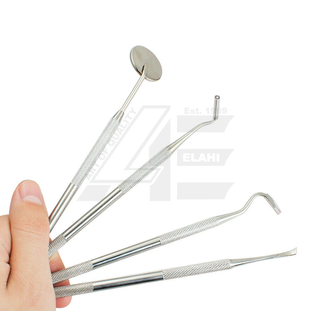 4 Piece Dental Set Dental Cleaning Tartar Remover Probe Care Oral Mirror Plaque Removing 2024 BEST SELL