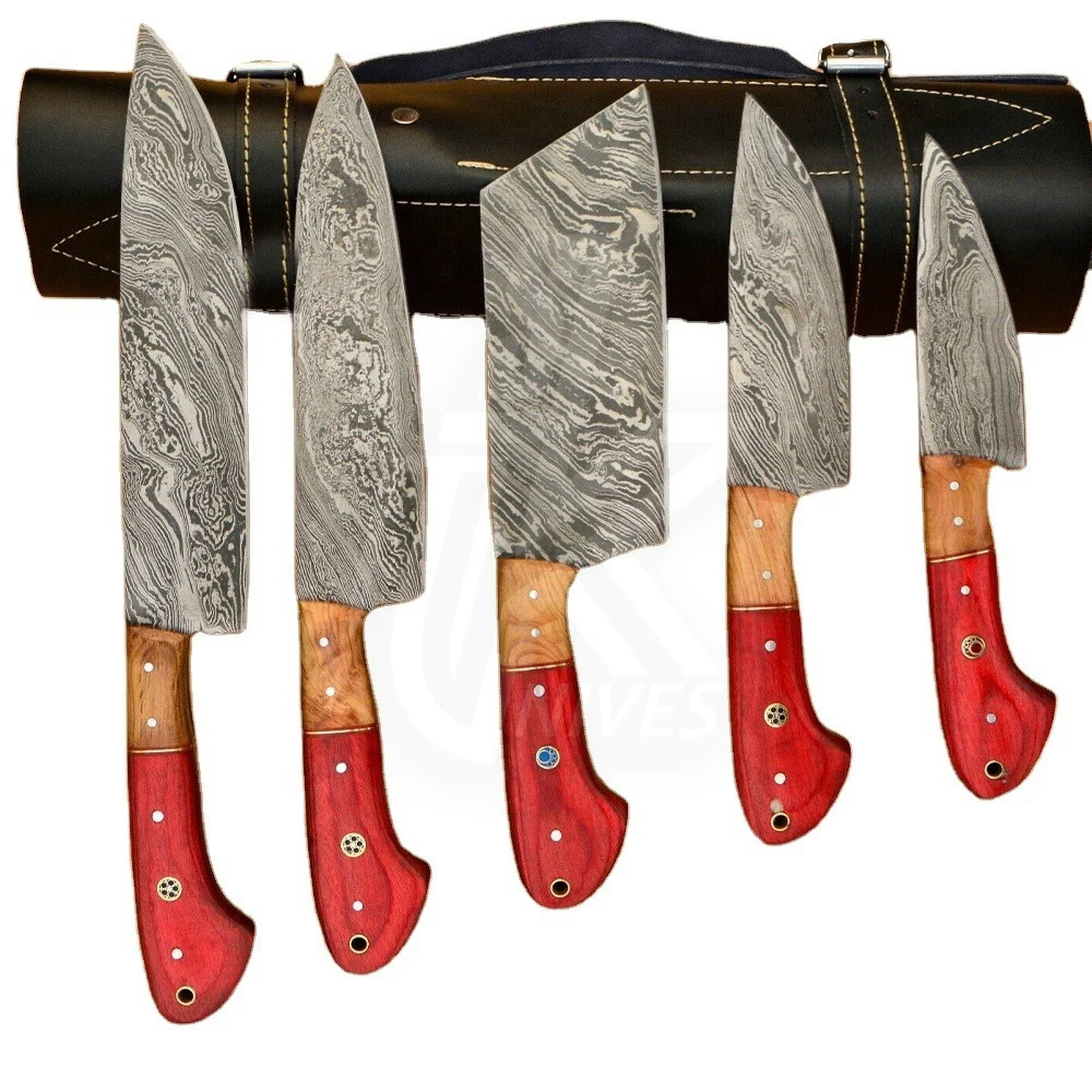 Custom Logo Kitchen Household Stainless Steel Knife 8-piece Set Acrylic Knife Holder Chef Knife Set With Wood Handle