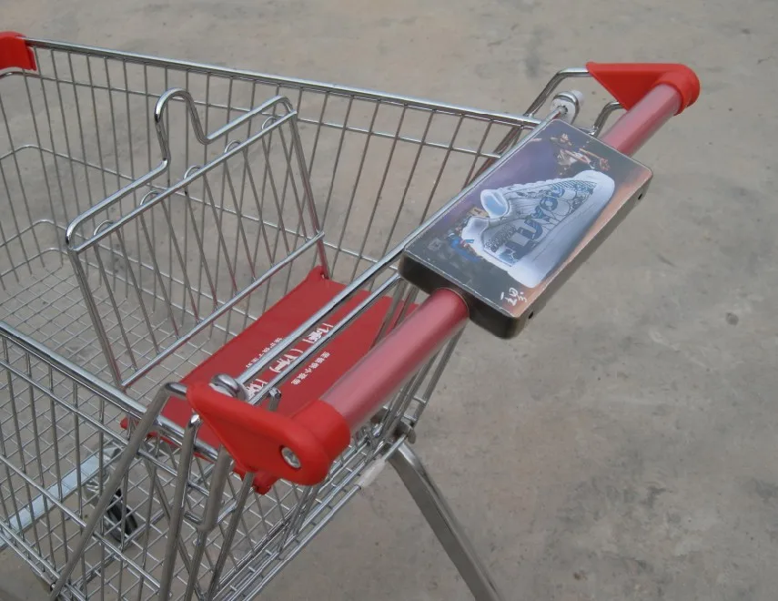 MOQ 100 Sets Small Size Shopping Cart Handle Advertising Boards, Supermarket Trolley Handle Sign Frames