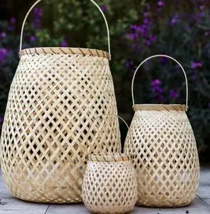 Natural Vintage Bamboo Natural Lanterns Bamboo Candle Lanterns Customized Size 0084947900124