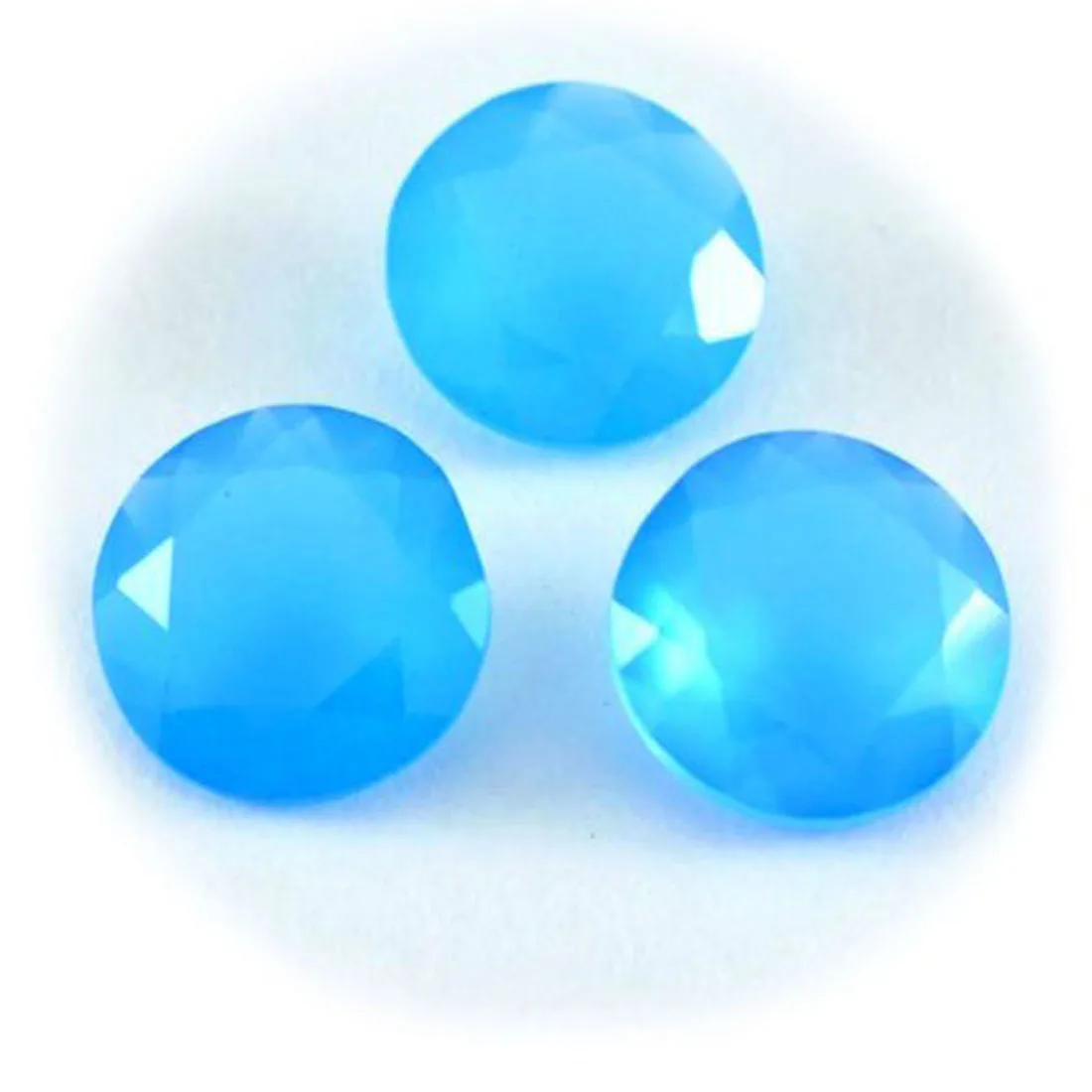 Синий халцедон 16x16 мм круглый граненый Ограненный ограненный драгоценный камень индийские ювелирные изделия необработанный для