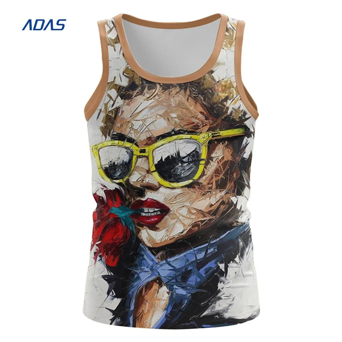 Men Tank Tops  Mesh Fabric Beach Style Quick Dry Vest 3D Sublimation Sleeveless T Shirt Printed Tank Top Custom Design