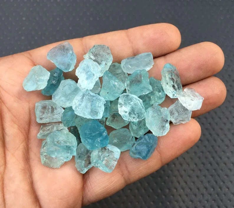 10 Pieces Natural Aquamarine Loose Gemstone Rough Untreated march Birthstone Making Handmade Jewelry Beads
