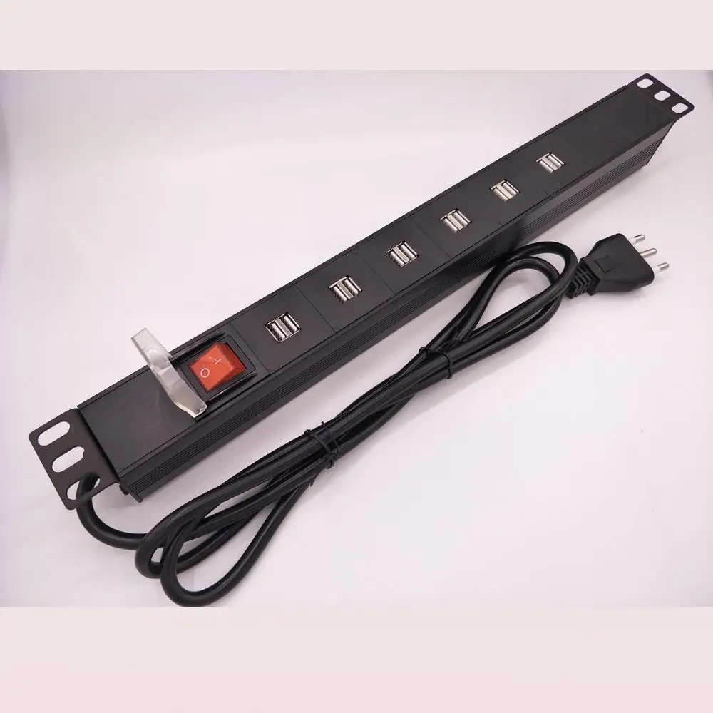  1U 12 способов кабель с разъемом USB типа PDU стоечного исполнения переключателем от сети переменного тока 220-250VAC в постоянный 5V 15 Вт супер быстрое зарядное