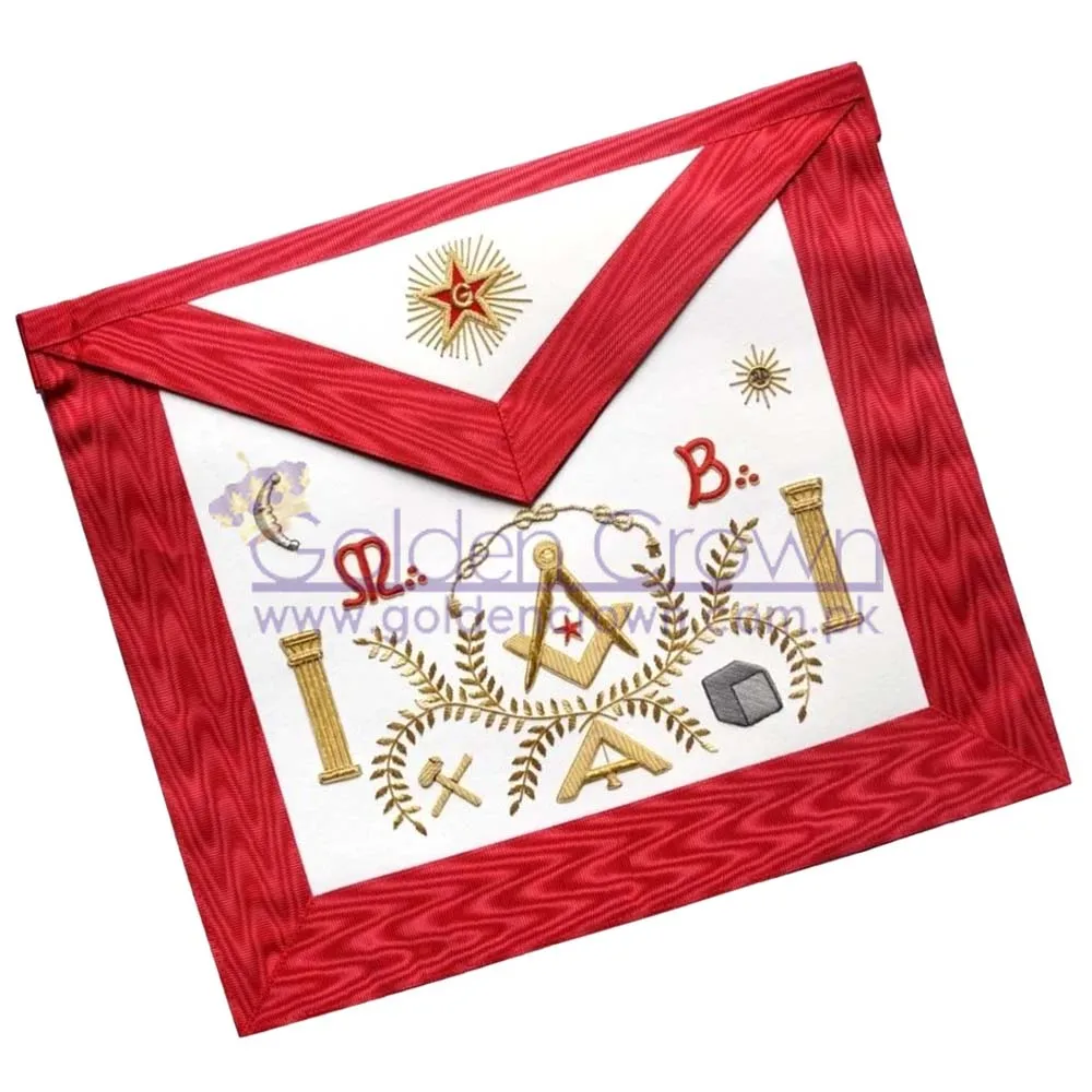 Masonic Scottish Rite Apron - AASR - Master Mason - Stone Acacia Columns | Masonic Regalia Apron Supplier