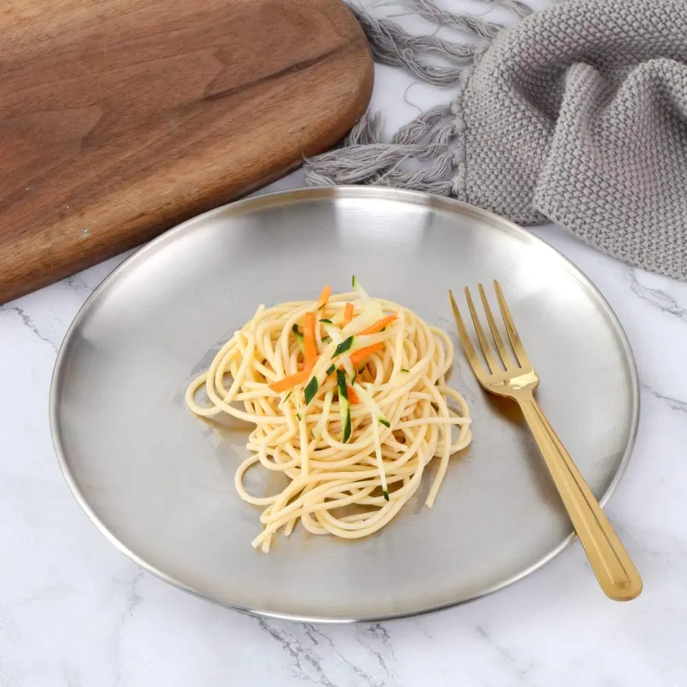 Reasonable Prices Round Stainless Steel Metal Rustic Serving Trays For Home & Restaurant Uses Manufacture in India