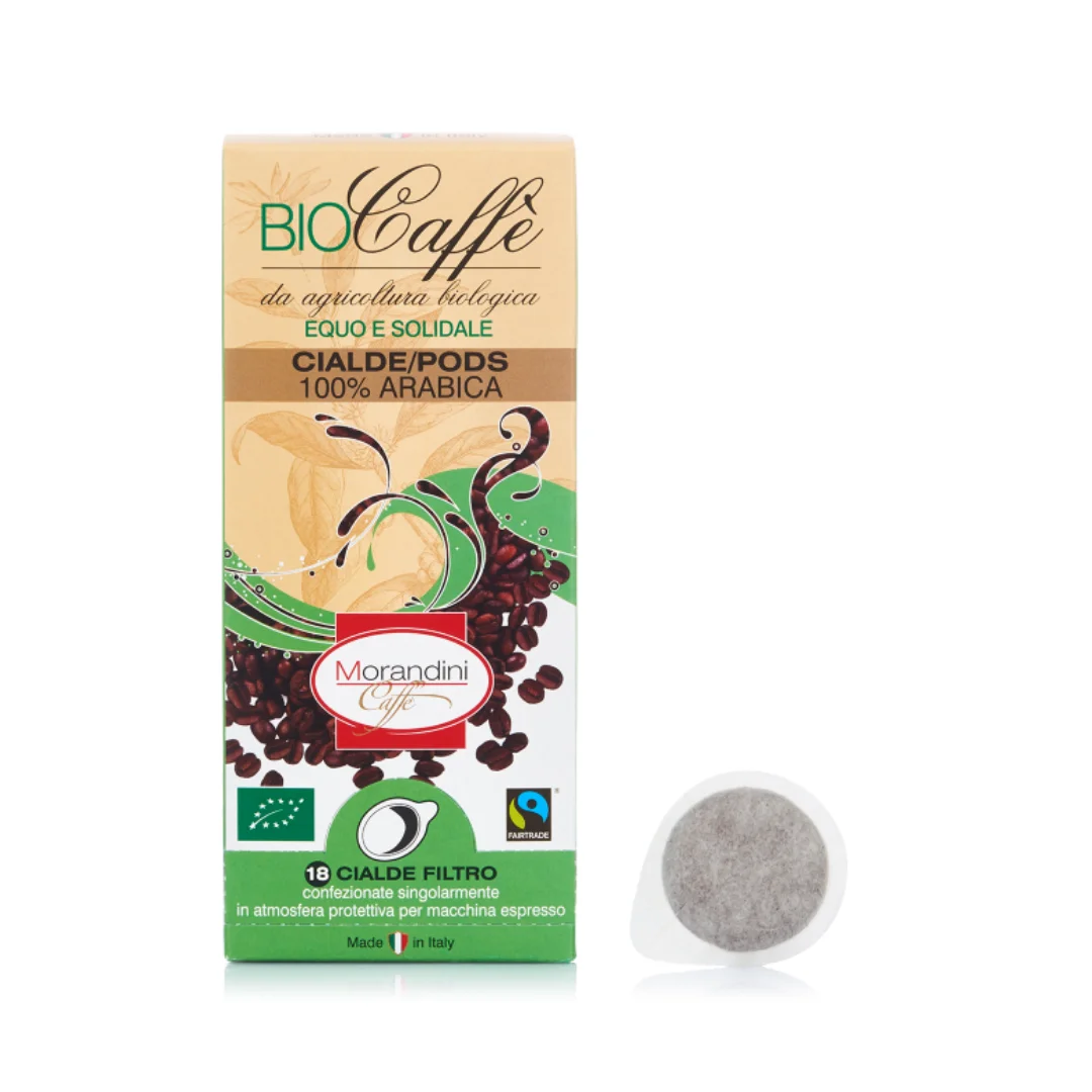 PREMIUM QUALITY Organic Fairtrade 100% Arabica blend made in Italy coffee pods Biocaffe 18 pcs box