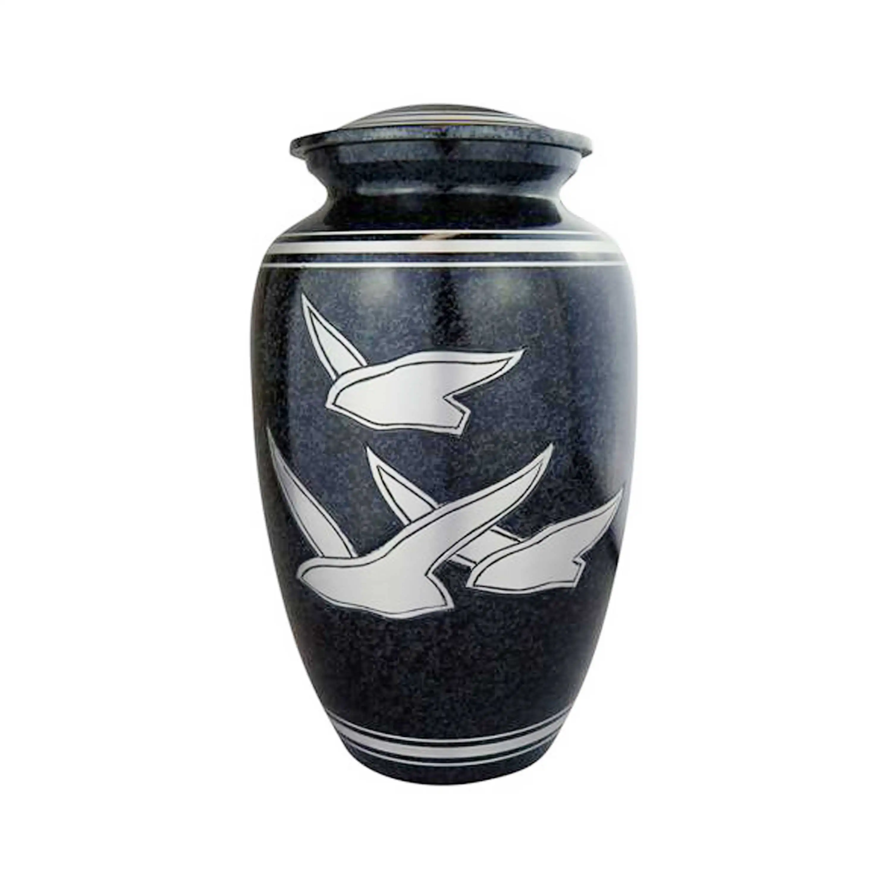Unreal Soaring Birds Black Classic Urn Elegant Design Silver Brass Cremation Urn large adult urns for human ashes cremation urns